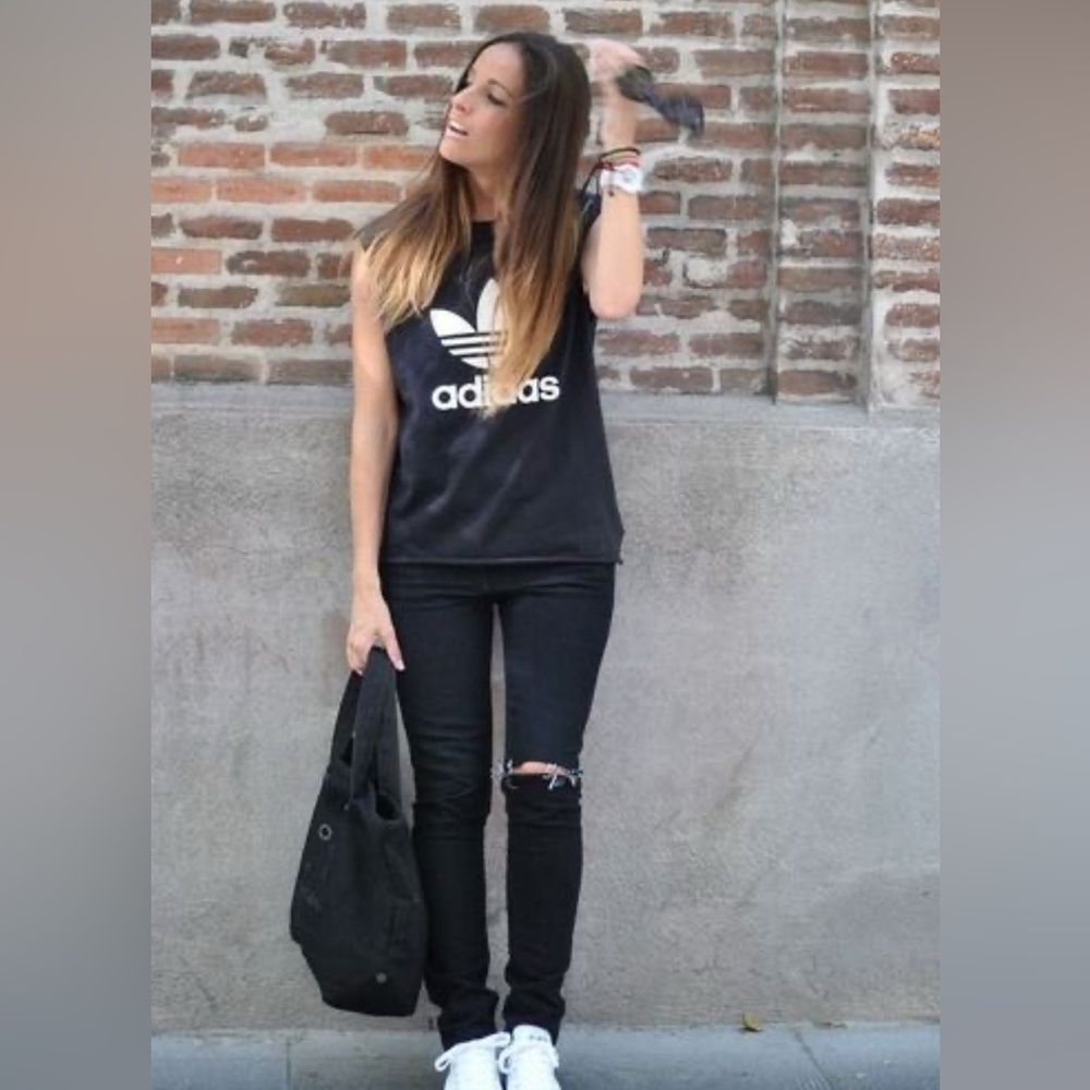 Adidas Women's Black Originals Trefoil Tee